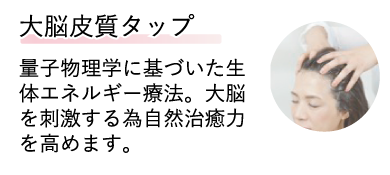 大脳皮質タップ 量子物理学に基づいた生体エネルギー療法。大脳を刺激する為自然治癒力を高めます。